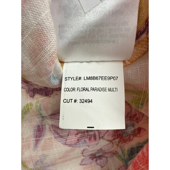 Liverpool Los Angeles Blouse Woven Floral Print Split V-Neck Short Sleeve Large - Picture 12 of 13